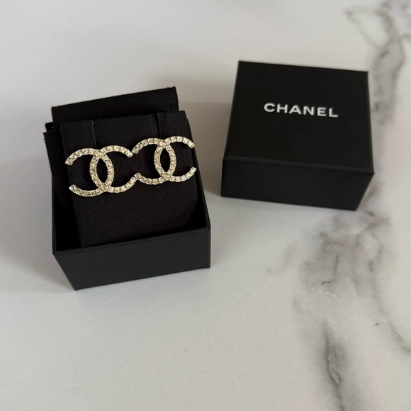 Chanel Oversized Gold CC Crystal Statement Earrings - Picture 1 of 10